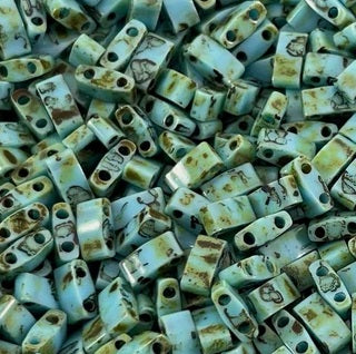 5gr Half Tilas Miyuki 5x2.3x1.9mm opaque blue turquoise picasso 4514