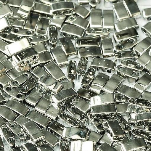 5gr Half Tilas Miyuki 5x2.3x1.9mm Argent, crystal labrador full, silver HTL 55006