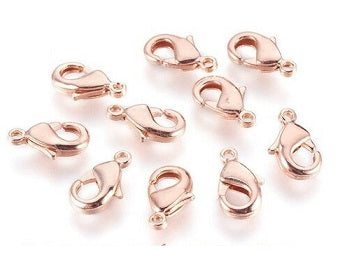 10 fermoirs mousquetons, 12mm rose/gold, 12x6mm (Copie)
