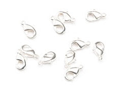 10 fermoirs mousquetons, 12mm argent, 12x6mm